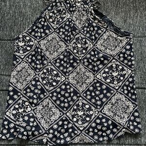 NWT Navy and White Bandana Print Tank